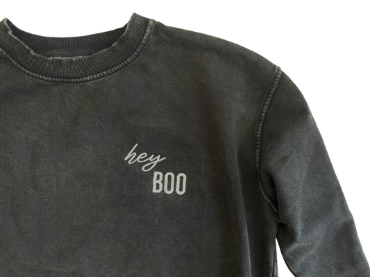 Hey Boo Vintage Wash Black Sweatshirt